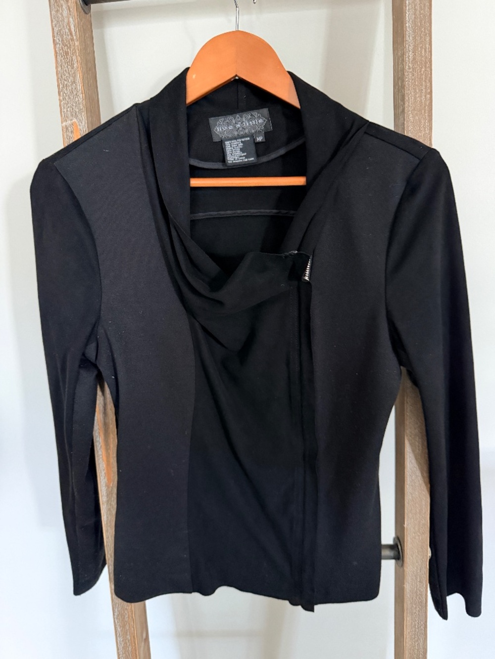 lack Faux Suede Draped Cowl Neck Jacket – Size MP